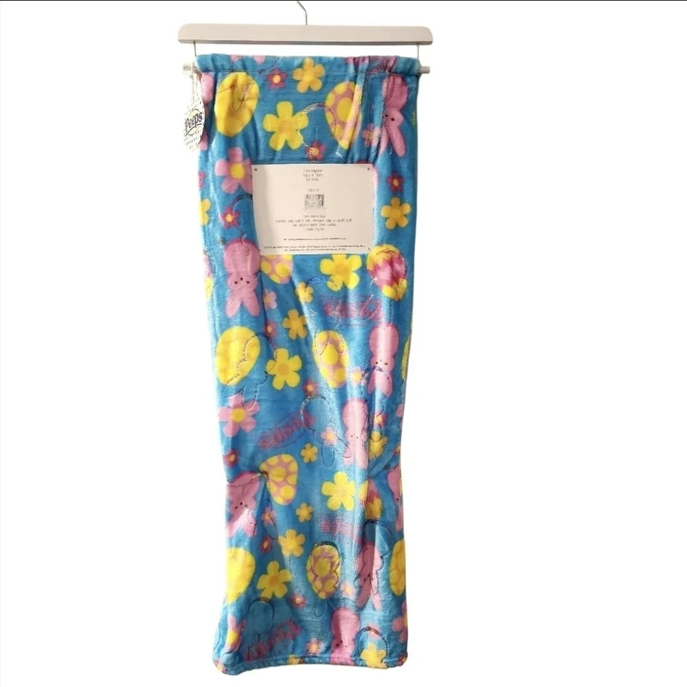 Peeps Blue Foil Happy Easter Oversized Plush Blanket Throw, NWT